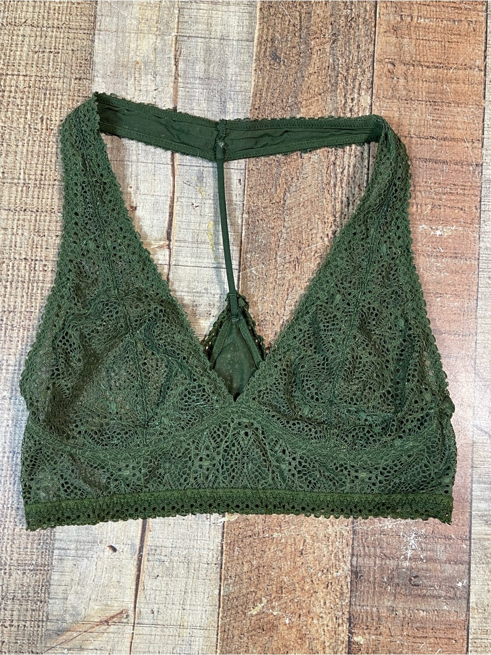 Victoria's Secret Small Dark Olive Lace Racerback Bralette Boho Bohemian
